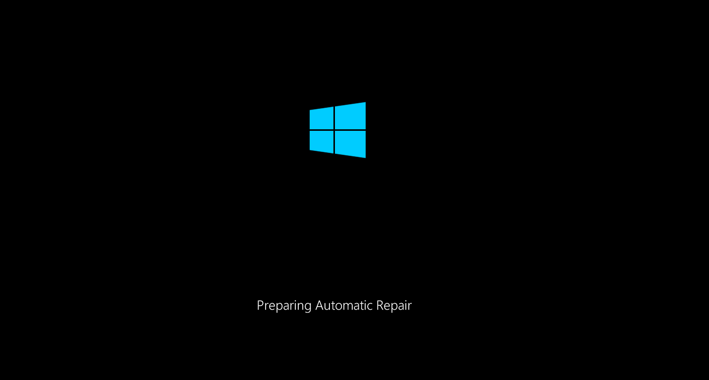 Screenshot showing the Windows logo and “Preparing Automatic Repair”