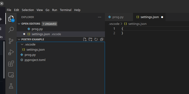 The settings.json should appear under your .vscode directory